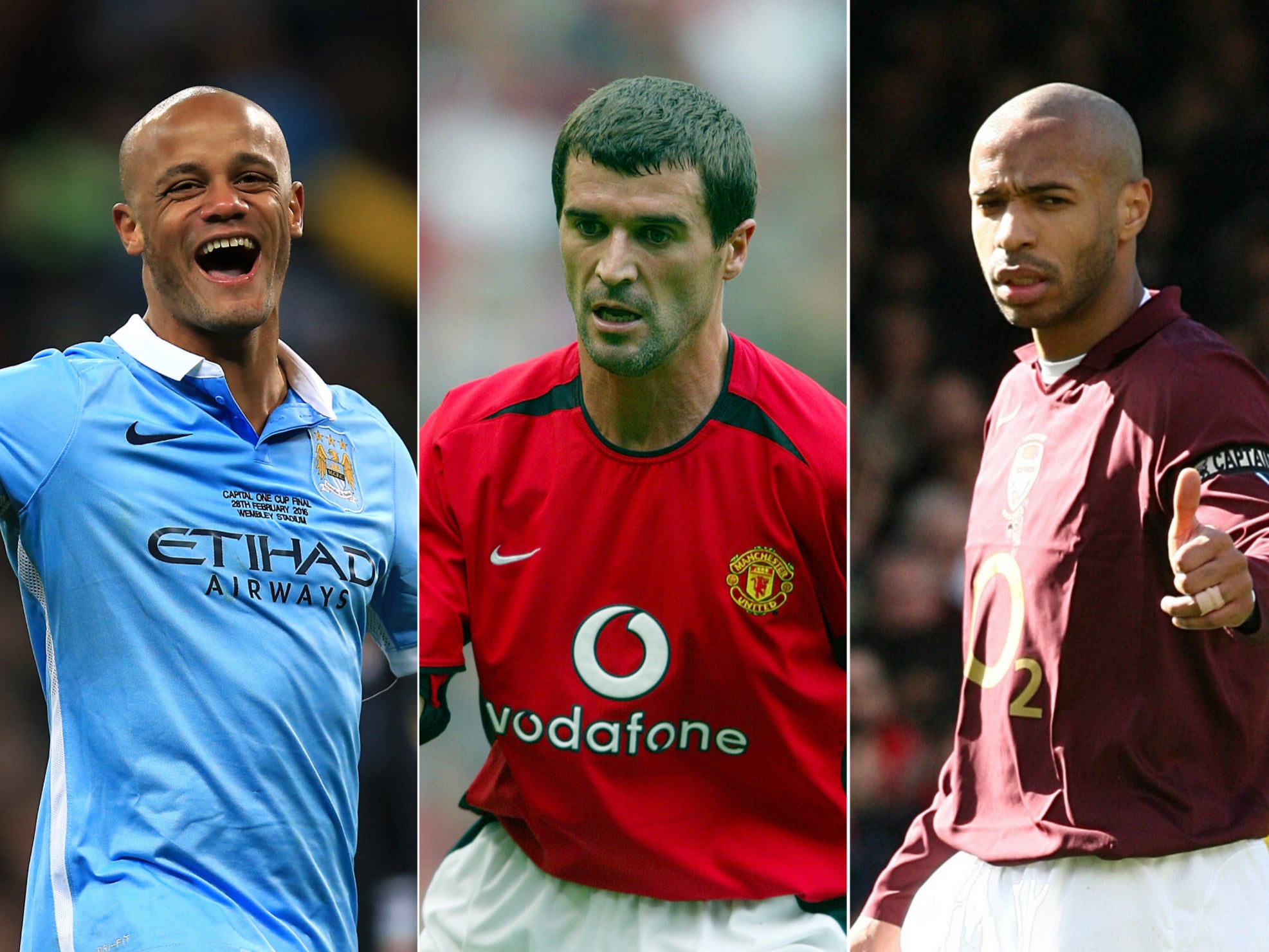 Vincent Kompany, Roy Keane and Thierry Henry