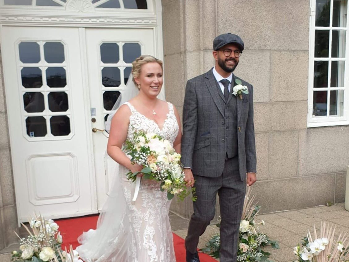 Marcus and Joanne made it down the aisle - without some key members of the wedding party