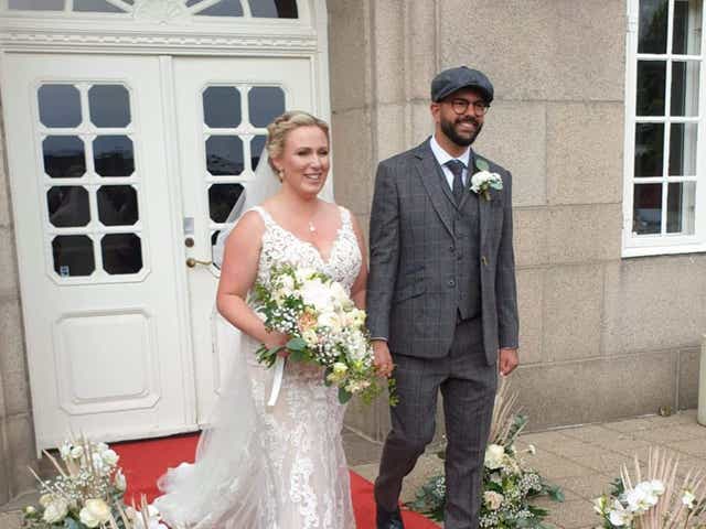 <p>Marcus and Joanne made it down the aisle - without some key members of the wedding party</p>