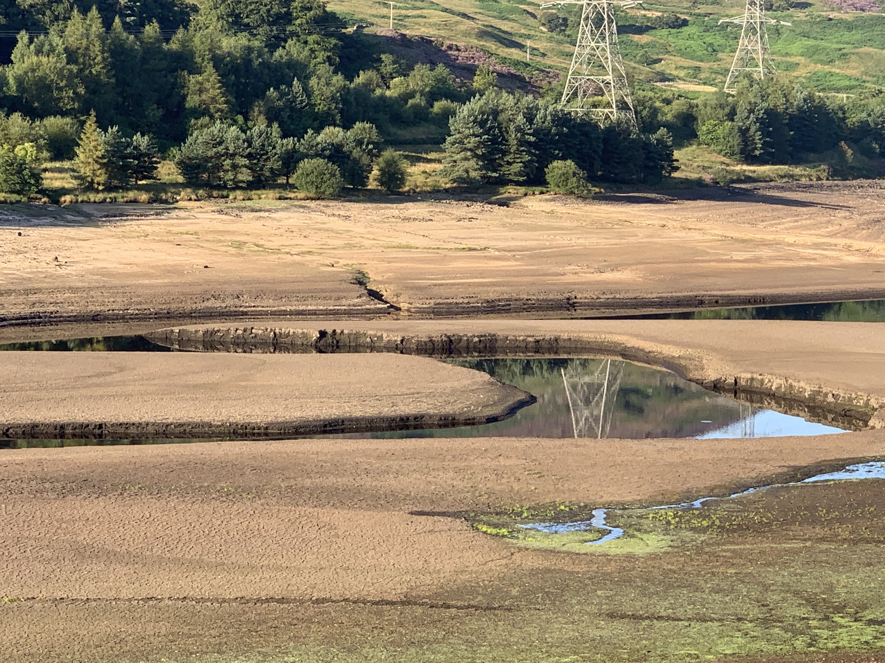 Low water levels at the United Utilities, Woodhead Reservoir, in Derbyshire (PA)