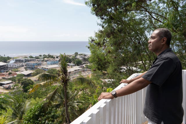 <p>Peter Kenilorea Jr looks out over Honiara </p>