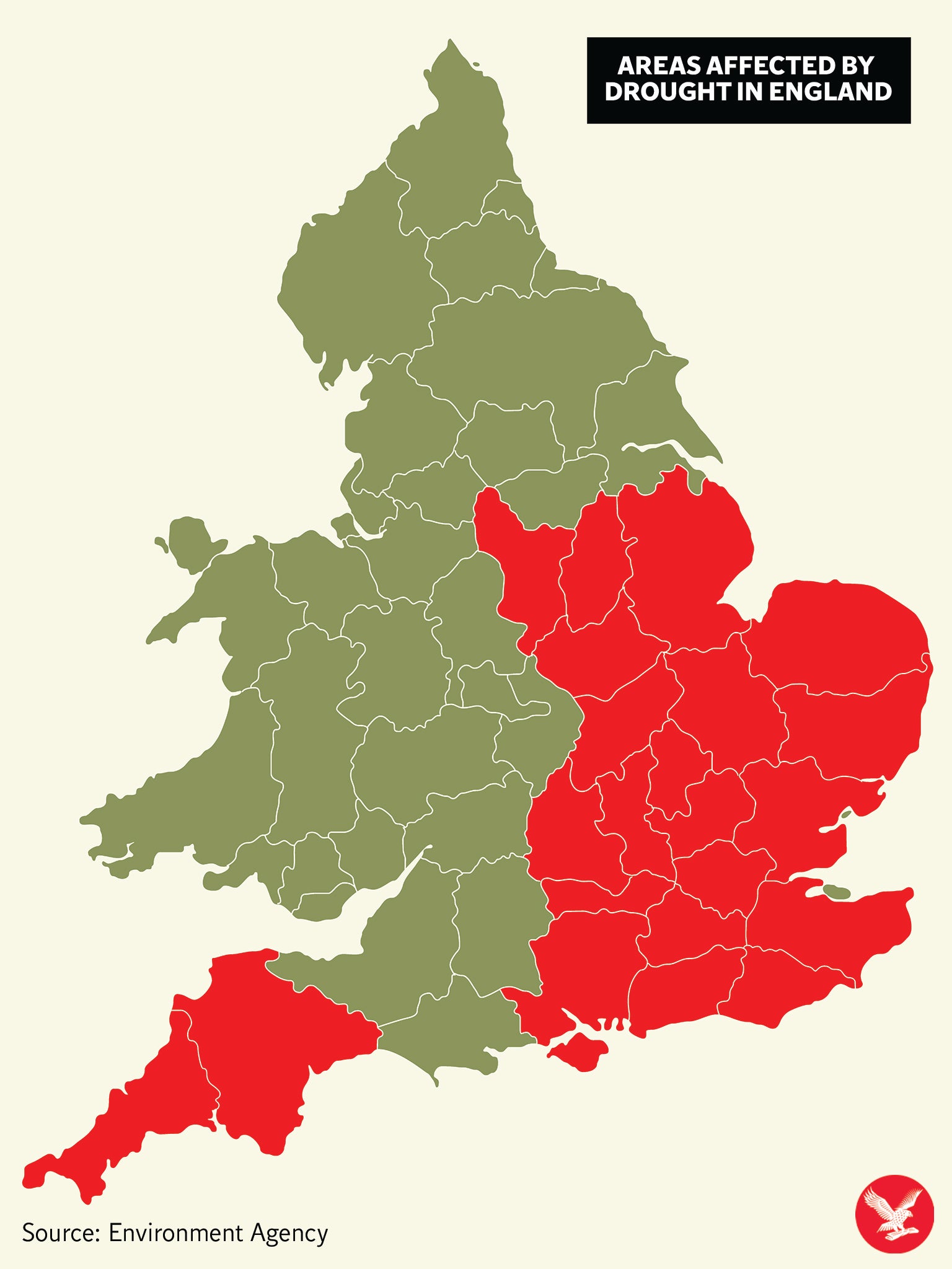 The EA confirmed drought status of several areas in England