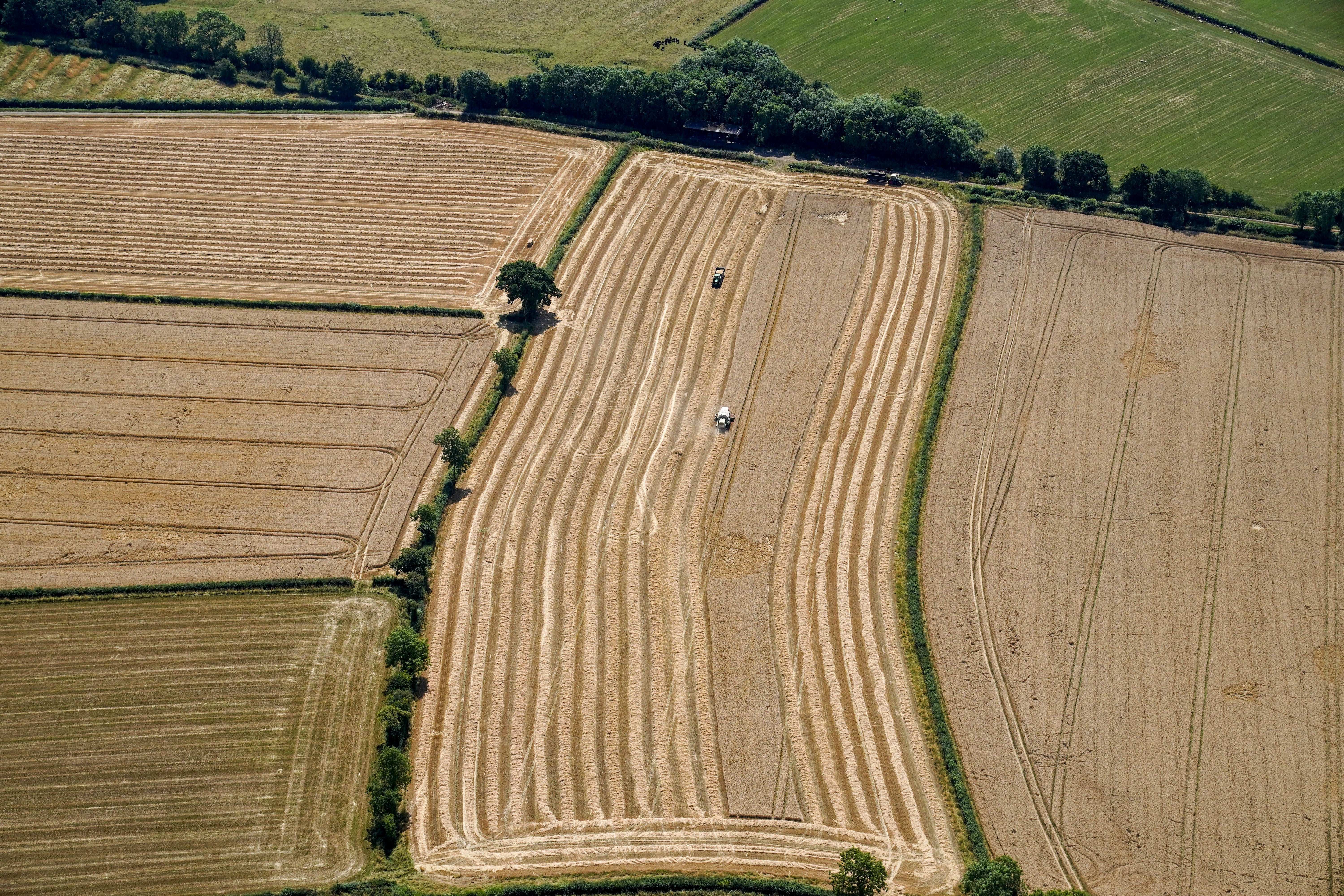 A field of of wheat harvested in Gloucestershire (Steve Parsons/PA)