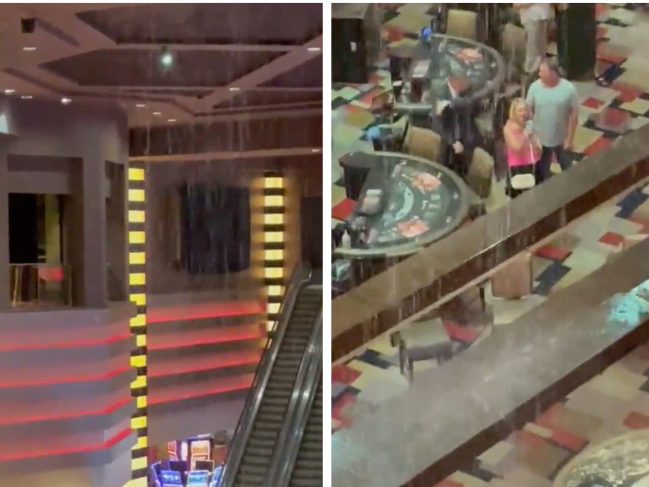 El agua inundó los casinos de Las Vegas el jueves por la noche después de que la ciudad sufriera la segunda inundación repentina en dos semanas.