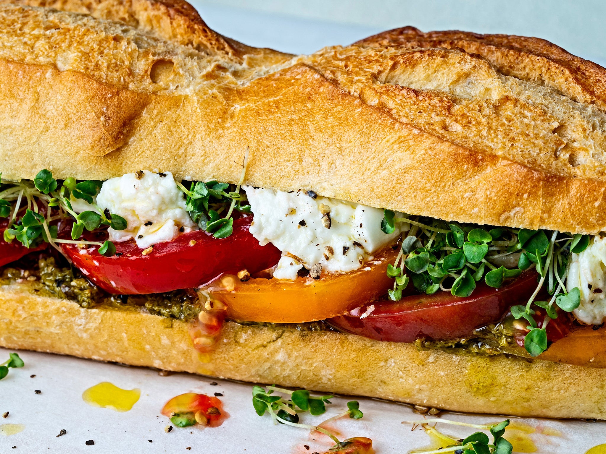 You can use approximately the same ingredients in the Caprese Salad to make 3 or 4 Caprese sandwiches