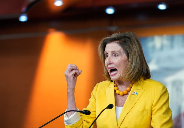 <p>House Speaker Nancy Pelosi of Calif., speaks at her weekly press conference on Capitol Hill, Friday, Aug. 12, 2022, in Washington</p>