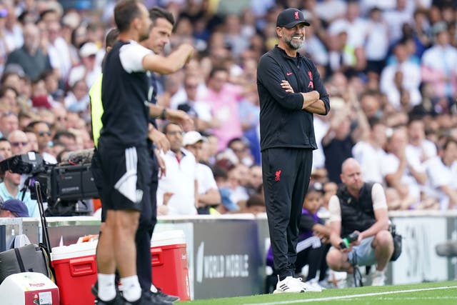 Liverpool manager Jurgen Klopp has moved on from last weekend’s poor first half at Fulham (ADam Davy/PA)