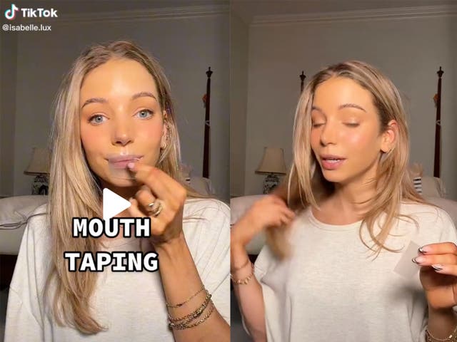 Viral 'mouth taping' TikTok trend labelled 'dangerous' | The Independent