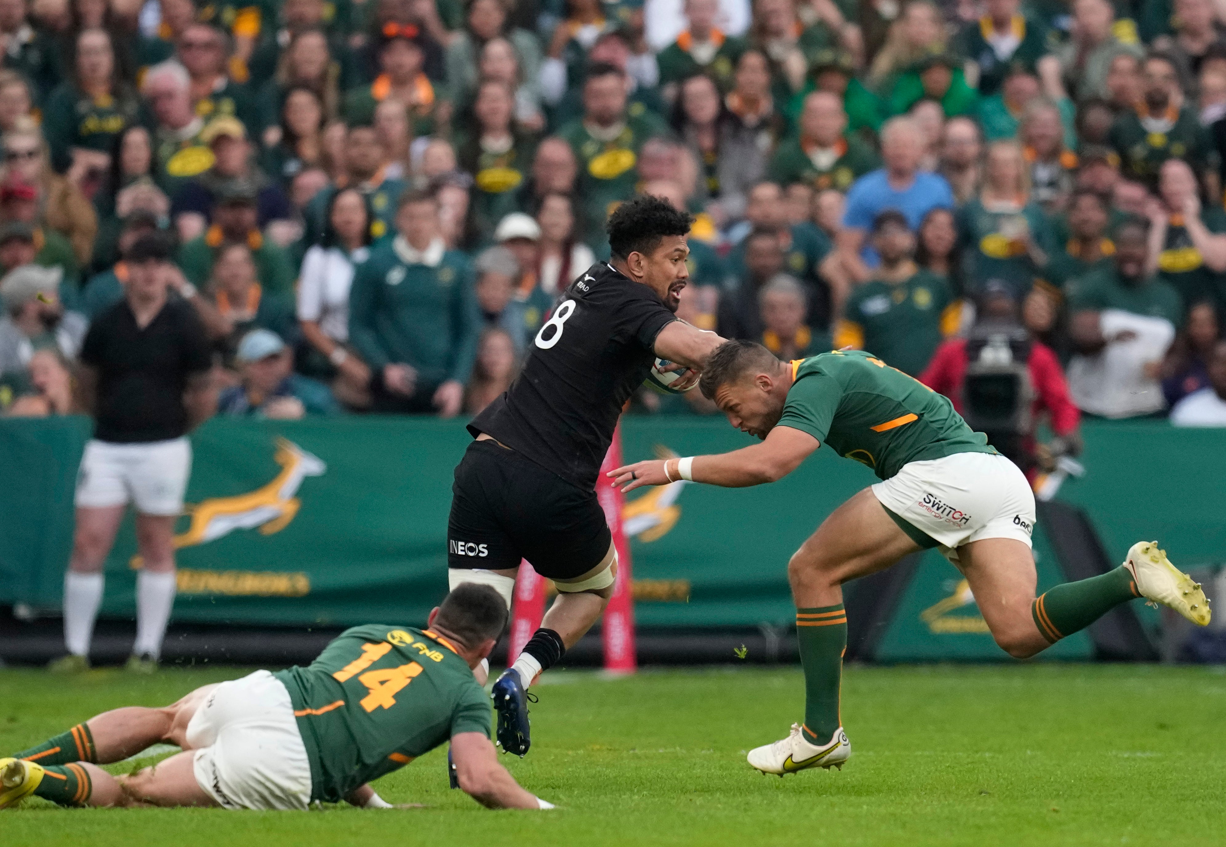 The All Blacks take on South Africa at Ellis Park in their first meeting since last year’s World Cup final