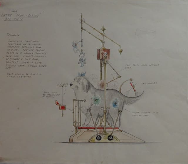 Emmett’s work includes an illustration for ‘The Potts Cruft-de-Luxe Dog Tidy’ which features in the film (Excalibur Auctions/PA)