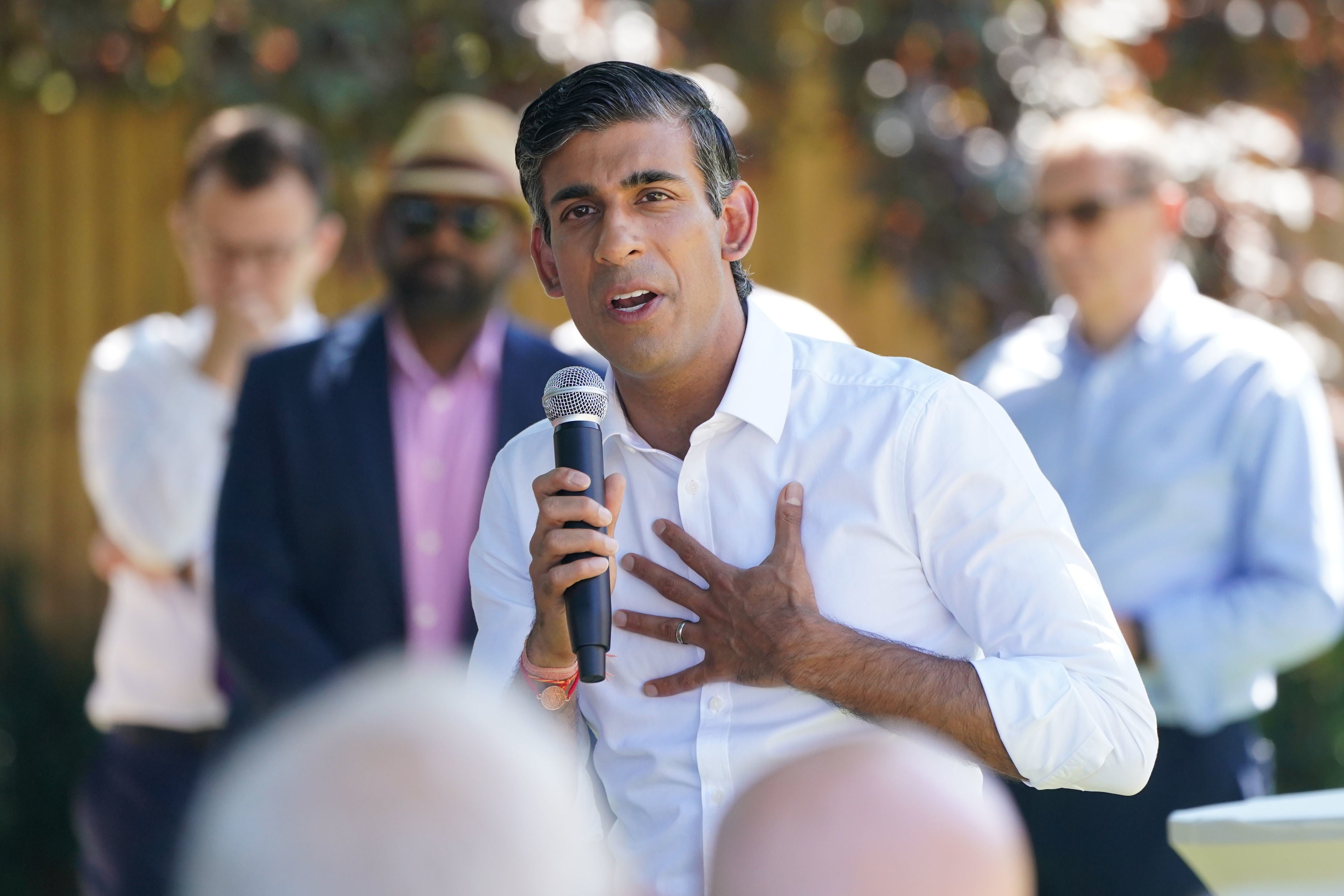 Rishi Sunak addressing Tory activists (Jonathan Brady/PA)