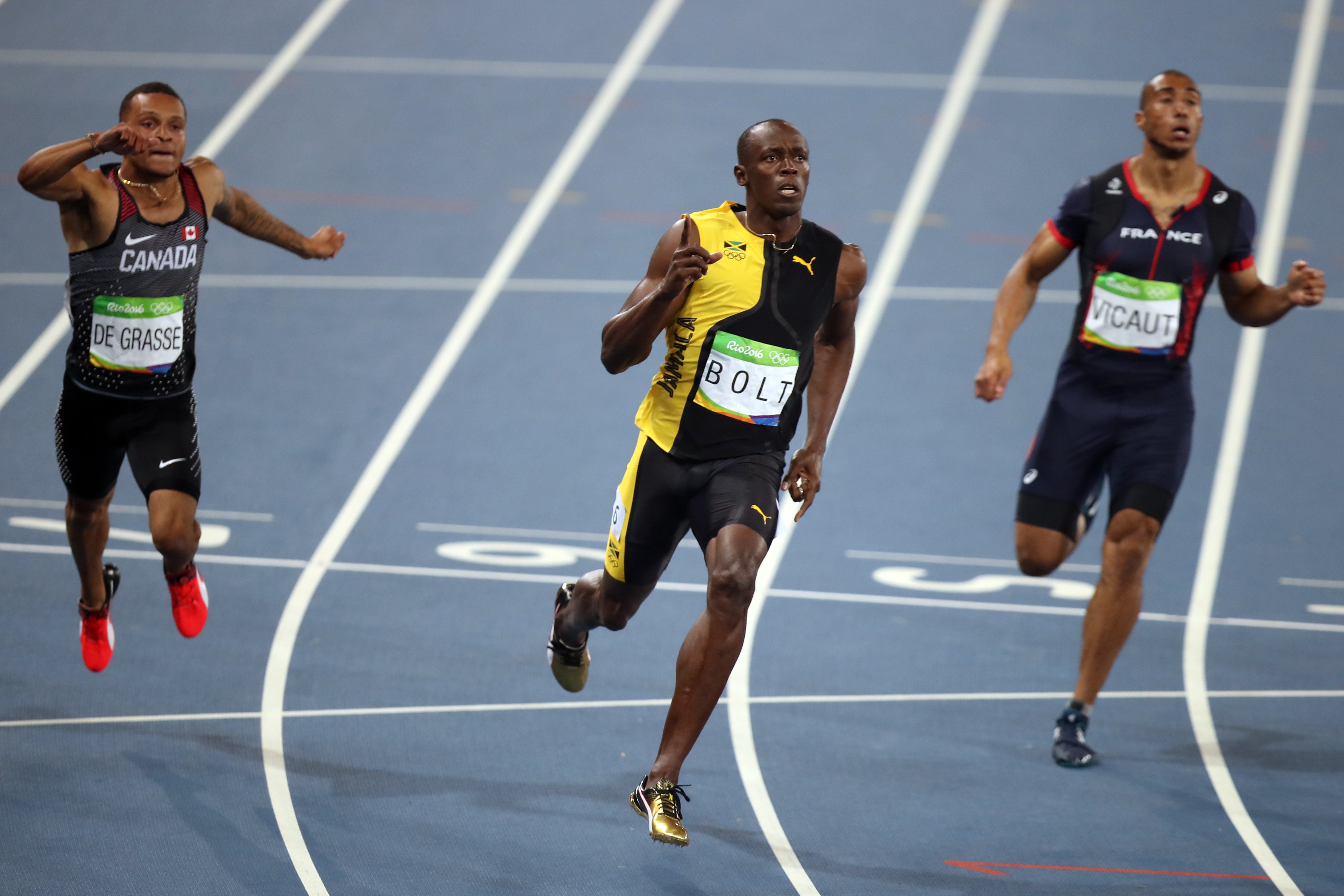 Bolt took victory ahead of Gatlin and De Grasse (Mike Egerton/PA)