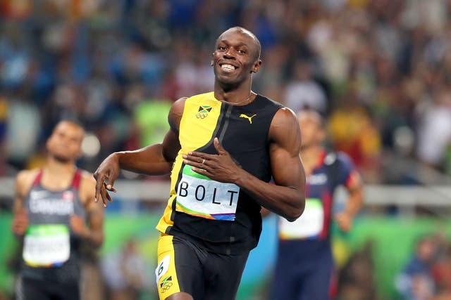 Jamaica’s Usain Bolt wins gold in the men’s 100 metres final at the 2016 Rio Olympics (Martin Rickett/PA)