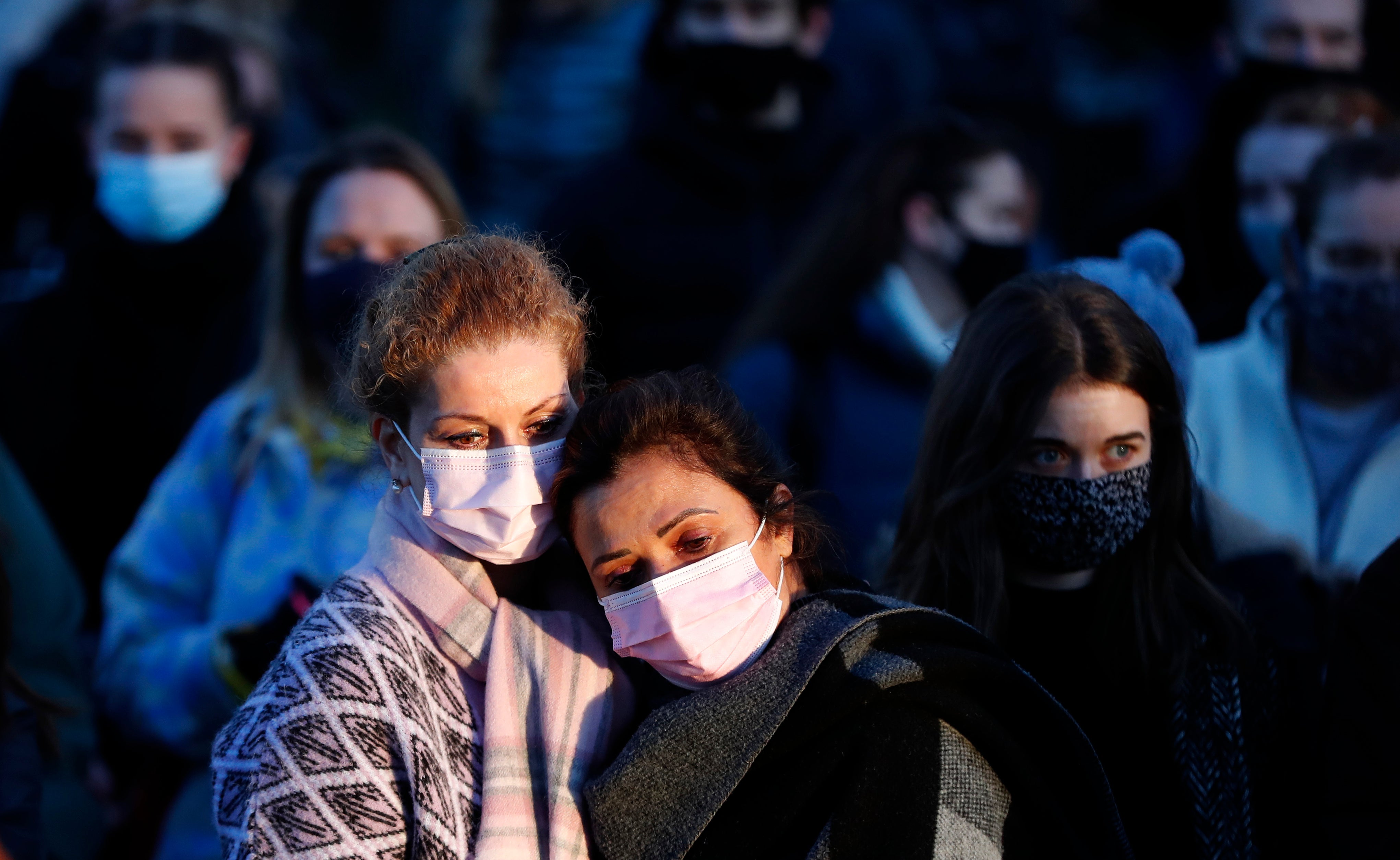 Women gathered at Clapham Common on 14 March 2021 after the murder of Sarah Everard