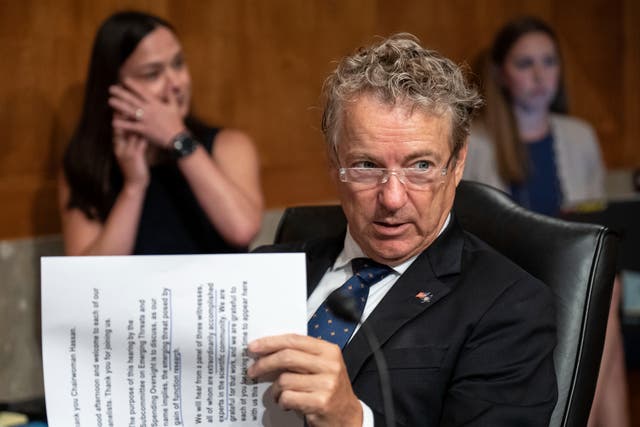 <p>Sen. Rand Paul (R-KY) attends a Senate Homeland Security Subcommittee on Emerging Threats and Spending Oversight on Capitol Hill August 3, 2022 in Washington, DC</p>