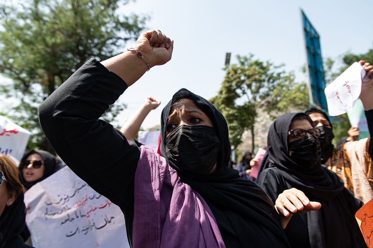 Women in Kabul protest against clampdown on rights by Taliban rulers