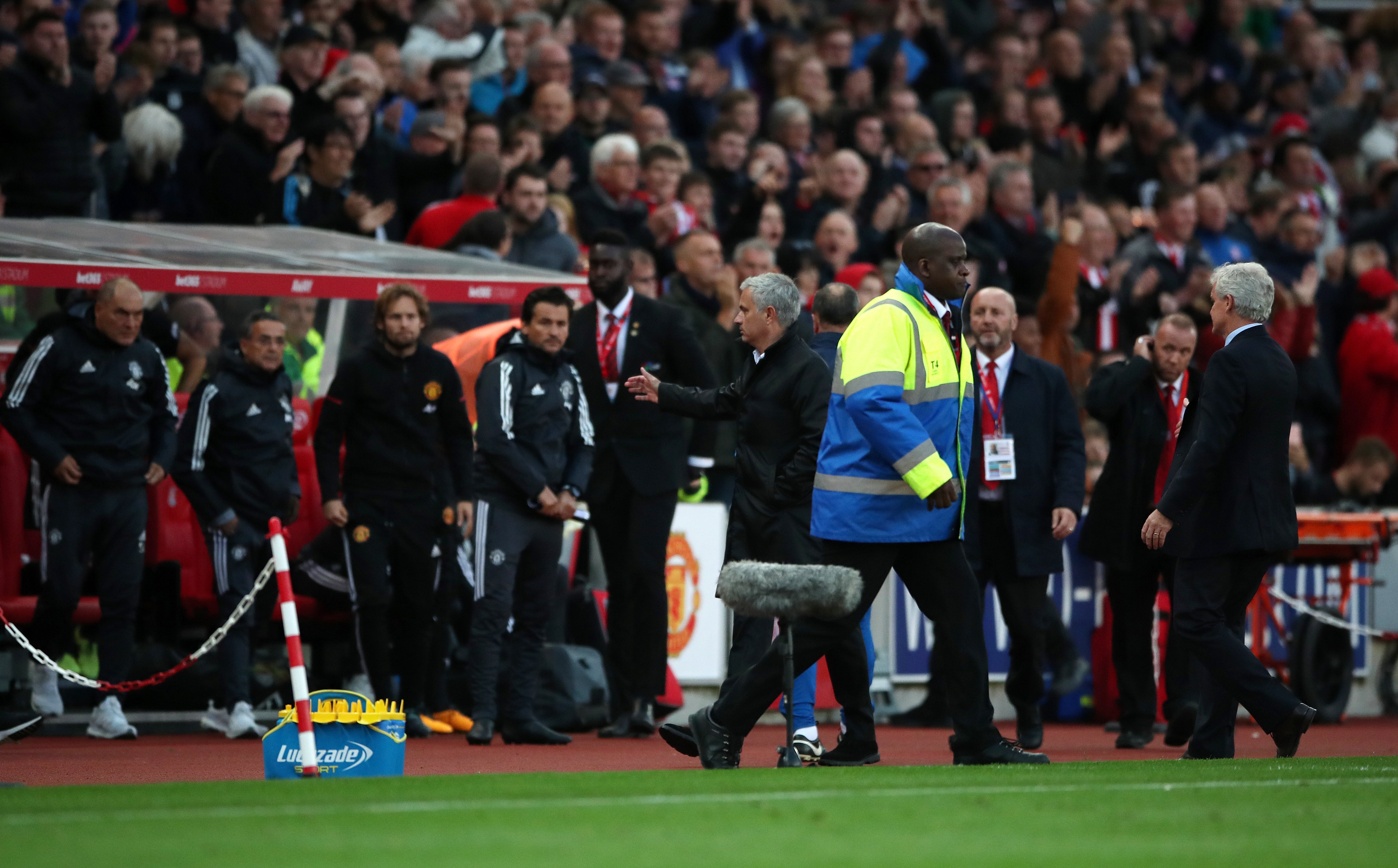 Mourinho and Mark Hughes did not shake hands in 2017 (Nick Potts/PA)