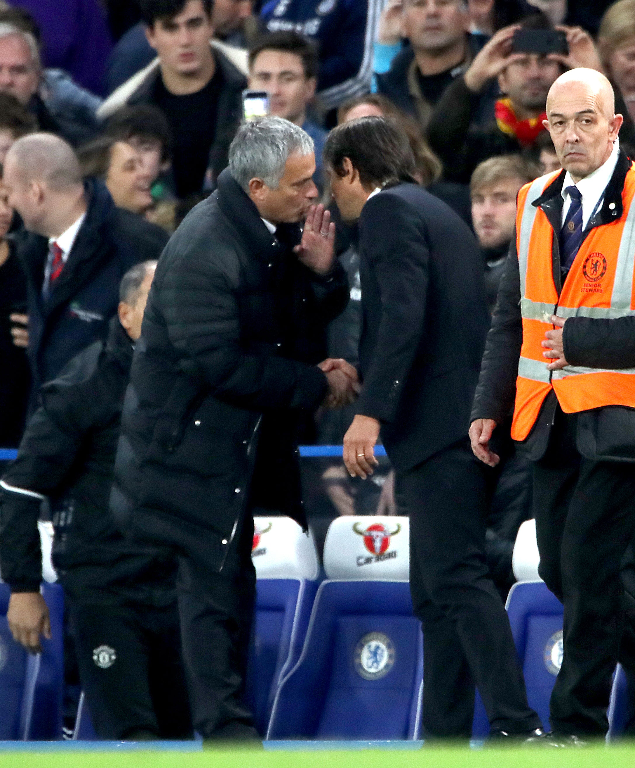 Mourinho had a word with Antonio Conte in 2016 (Nick Potts/PA)