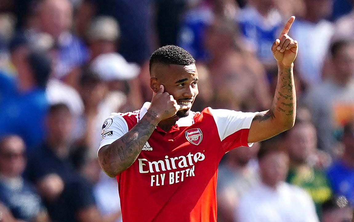 Arsenal’s Gabriel Jesus opened his Arsenal account with a brace in Saturday’s win (Mike Egerton/PA)