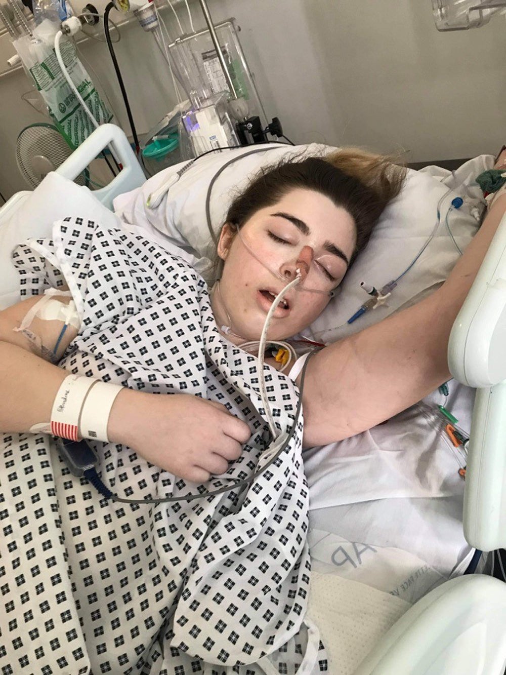 Sophie Anderson, 24, in hospital during treatment (Collect/PA Real Life)