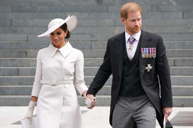 The Duke and Duchess of Sussex will return to the UK next month (Kirsty O’Connor/PA)