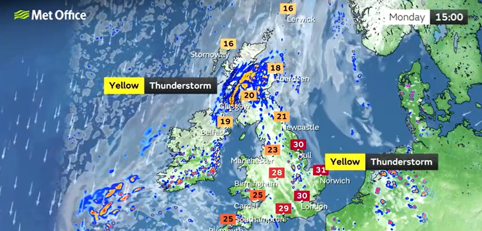 Britain is set for thunderstorms following an extreme dry spell