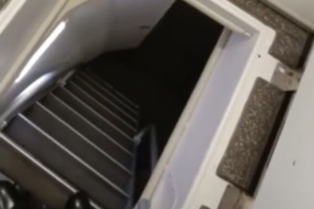 <p>The entrance to the Crew Rest Compartment (CRC) shown on the pilot’s A380 aircraft</p>
