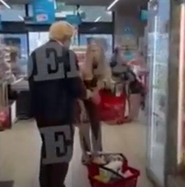 Mr Johnson was filmed by a shopper in Greece