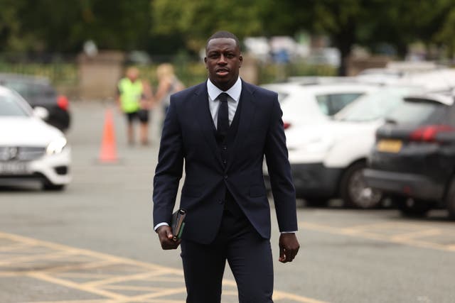 <p>Manchester City and France international soccer player Benjamin Mendy is on trial  </p>