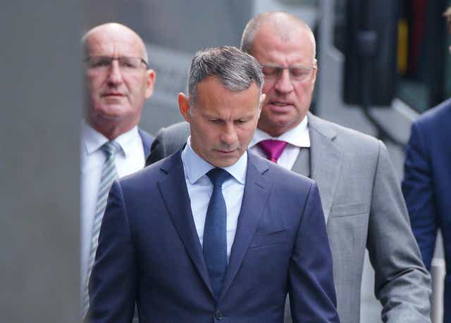 Former Manchester United footballer Ryan Giggs arrives at Manchester Crown Court where he is accused of controlling and coercive behaviour against ex-girlfriend Kate Greville between August 2017 and November 2020. Picture date: Monday August 15, 2022 (Peter Byrne/PA)