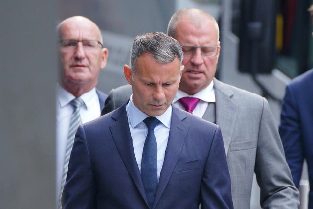 <p>Former Manchester United footballer Ryan Giggs arrives at Manchester Crown Court on Monday</p>