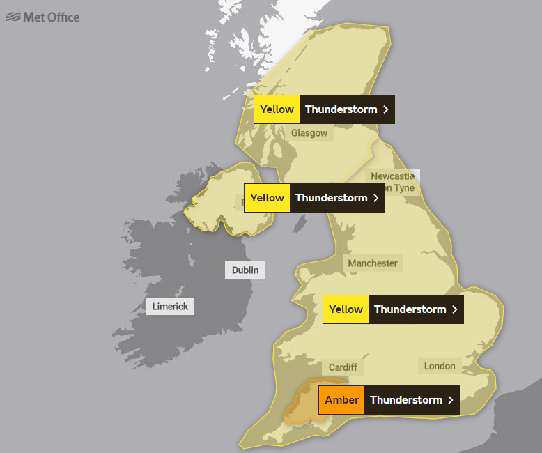 UK weather: 'Danger to life' thunderstorm warning issued by Met Office  ahead of torrential downpours | The Independent