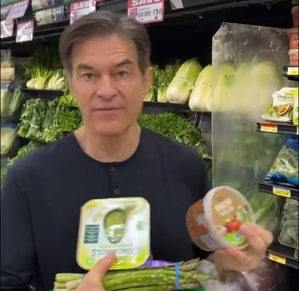 <p>Dr Mehmet Oz goes grocery shopping in a widely panned campaign video in his bid for Pennsylvania Senate</p>