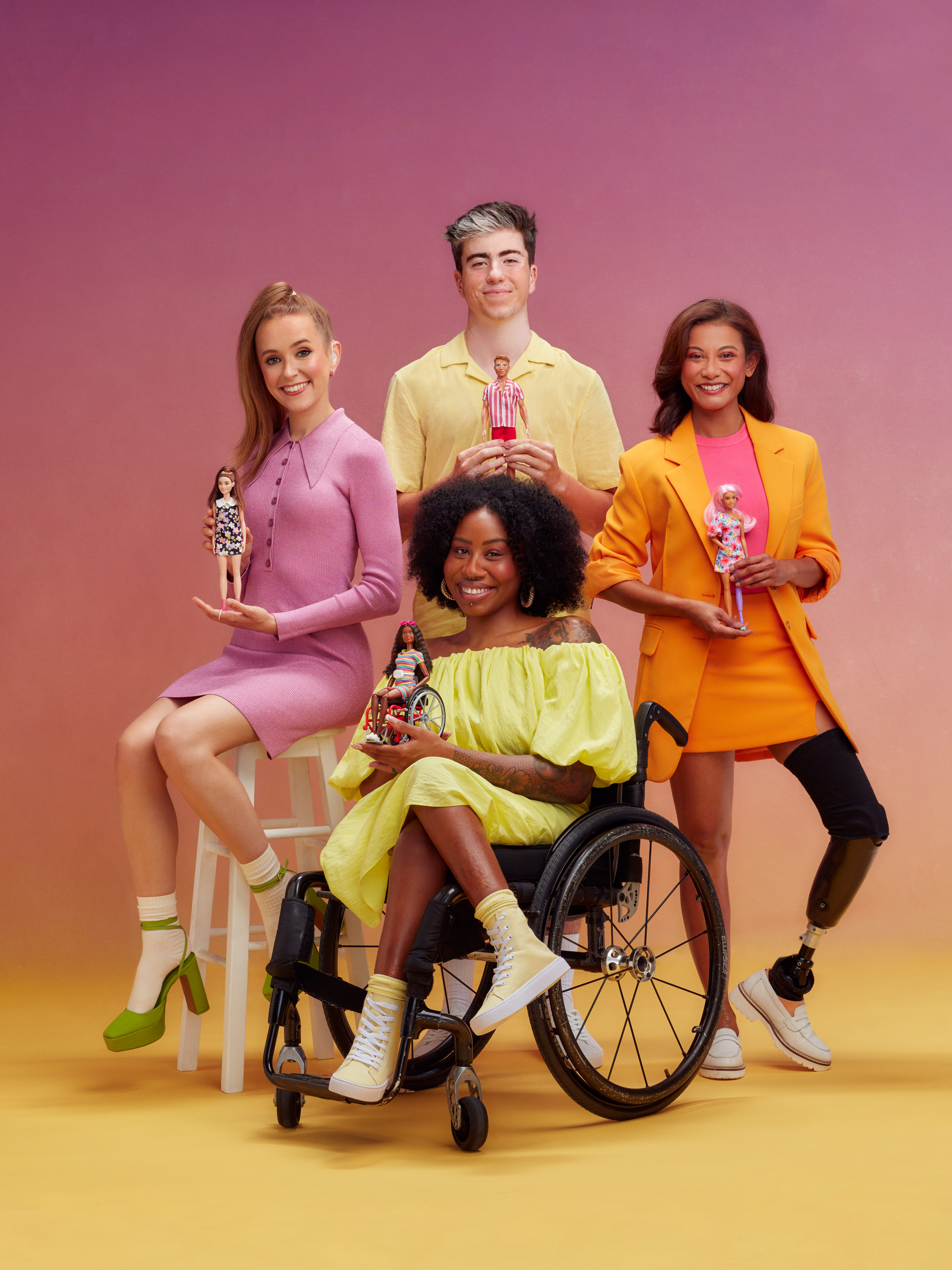 Ayling-Ellis is among the cast of diverse models who inspired Mattel’s new line of dolls, which includes the first Ken doll with vitiligo, a Barbie with a prosthetic leg, and another in a wheelchair