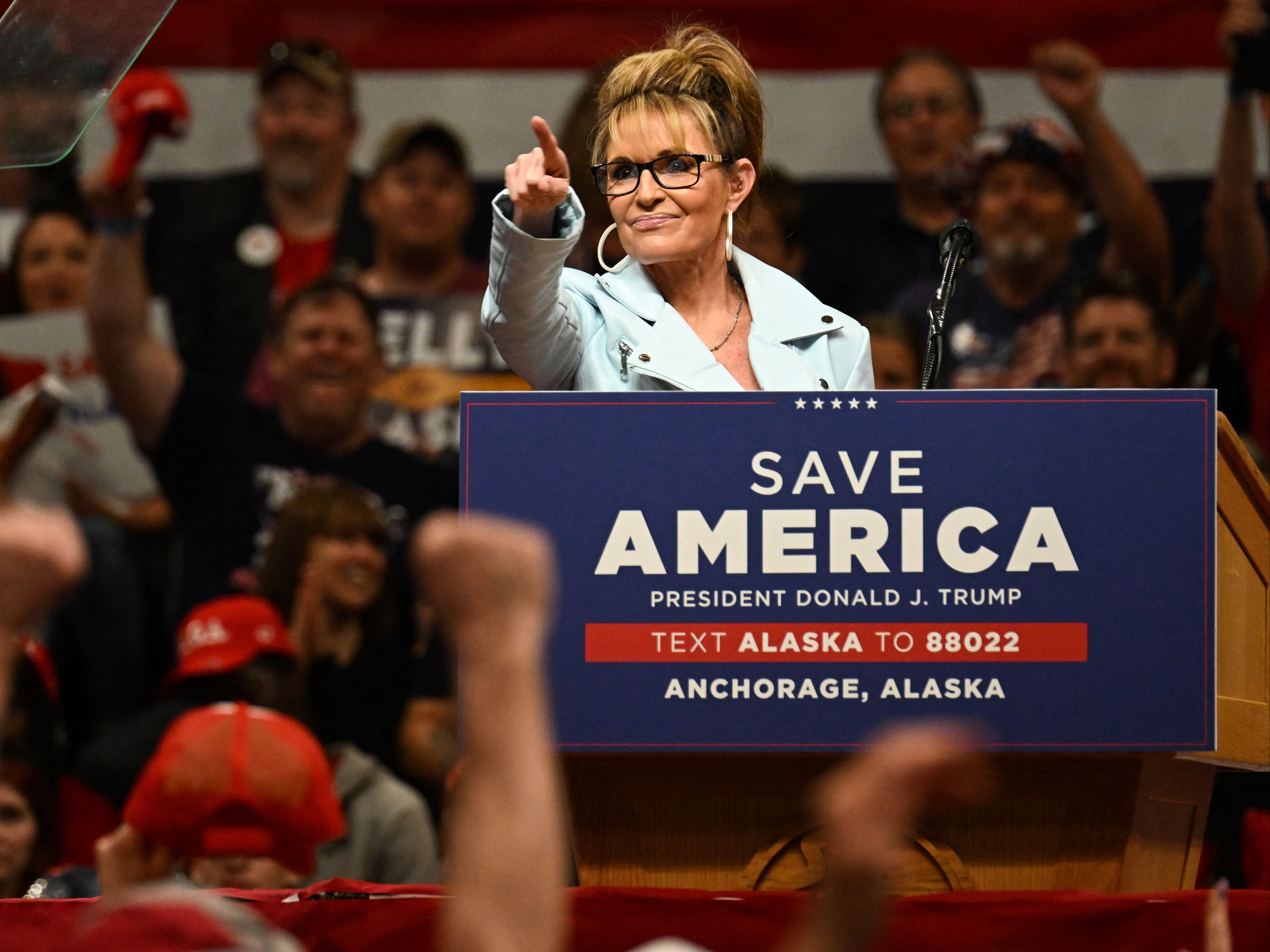 ‘Save America’: Palin at a rally in Alaska last month