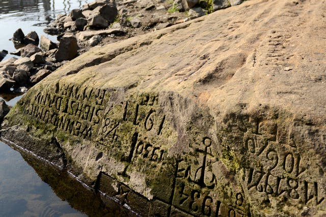 <p>Hunger stones on the Elbe in Decin, Czech Republic</p>