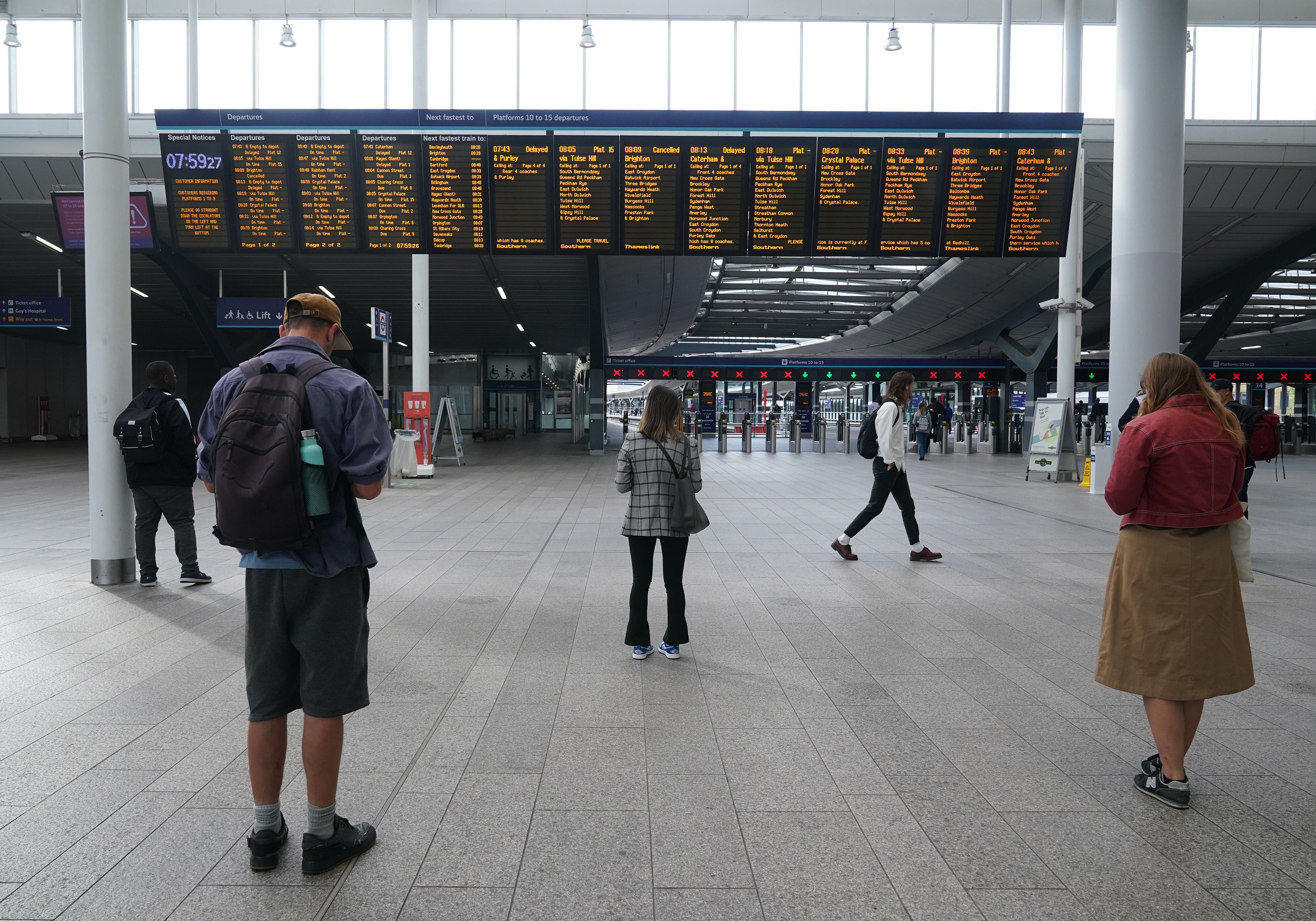 Only around a fifth of Britain’s train services will operate on Thursday and Saturday during the latest rail strikes (Yui Mok/PA)