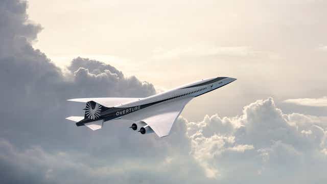 <p>Concept art of the proposed Overture supersonic airliner under development by Boom Supersonic</p>