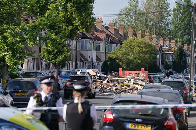 The scene of the blast in Galpin’s Road (Dominic Lipinski/PA)