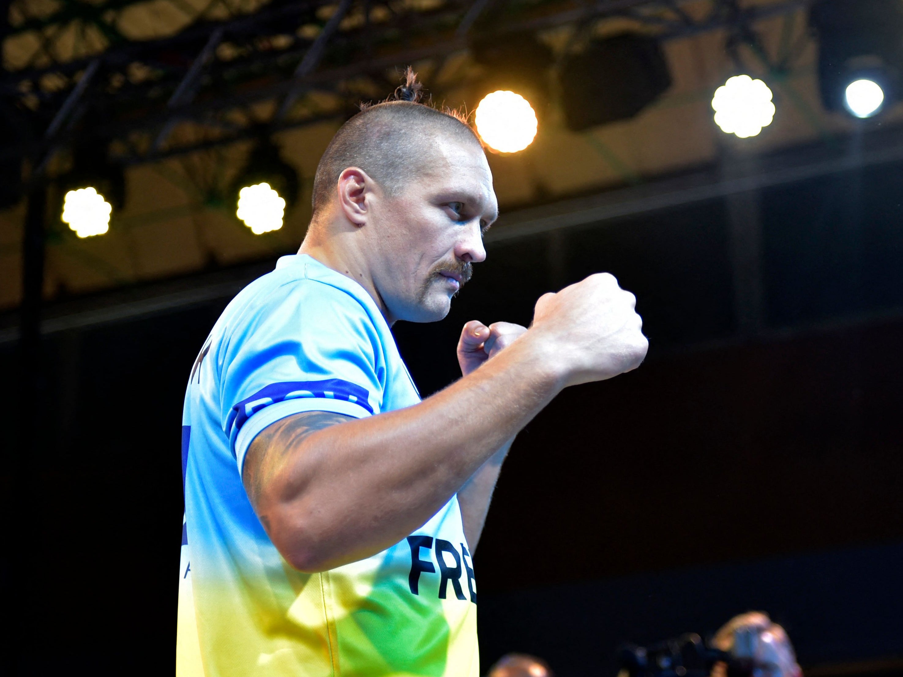 Oleksandr Usyk during open workouts for his rematch with Anthony Joshua