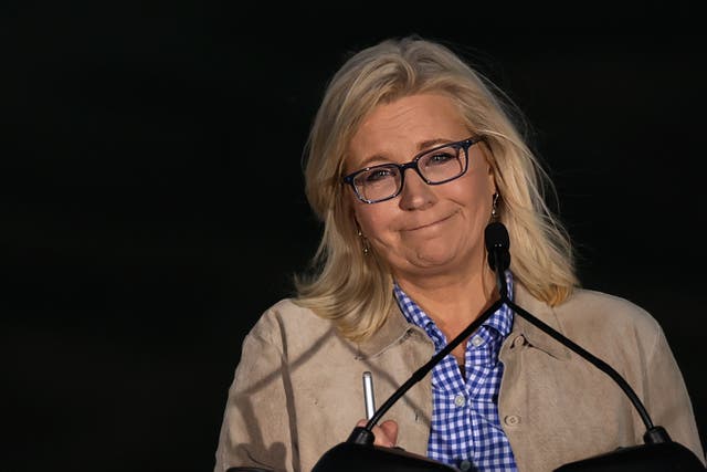 <p>Liz Cheney (R-WY) gives a concession speech to supporters </p>