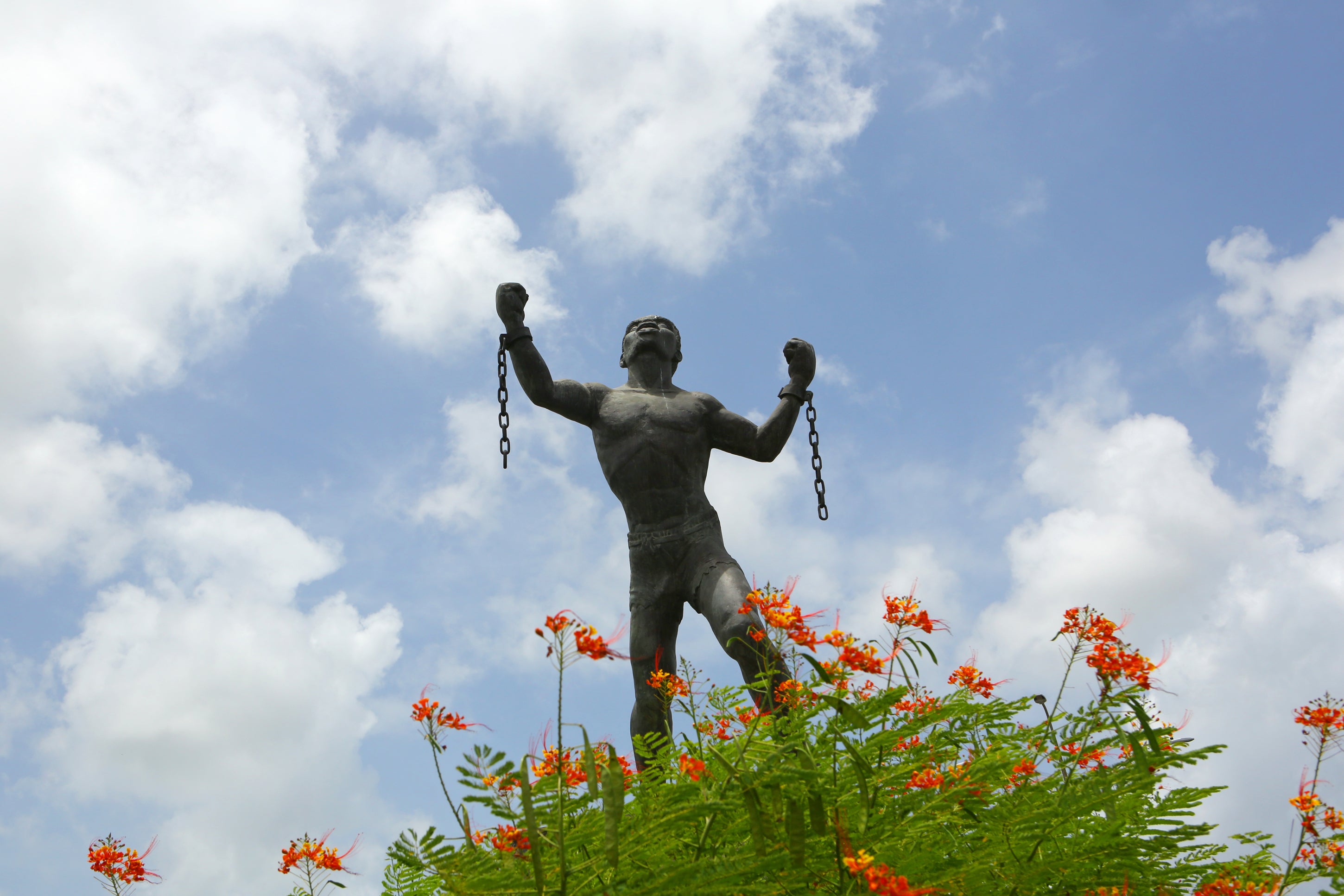 The Emancipation Statue, known by locals as Bussa, located at St Barnabas roundabout outside of Bridgetown in Barbados (Johnny Green/PA)