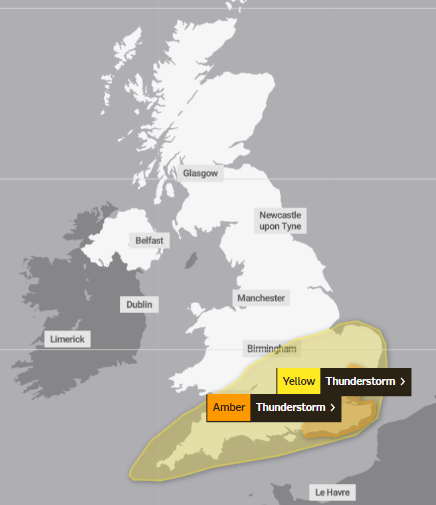 Large parts of southern England face yellow and amber weather warnings for flooding