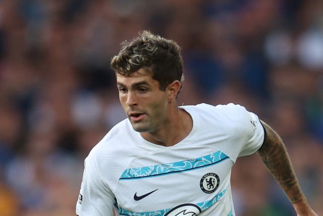 <p>Christian Pulisic of Chelsea in action against Everton</p>