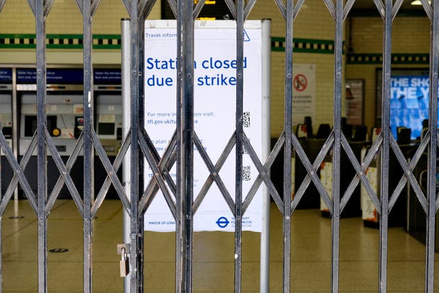 <p>A tube station closed by strikes in June</p>