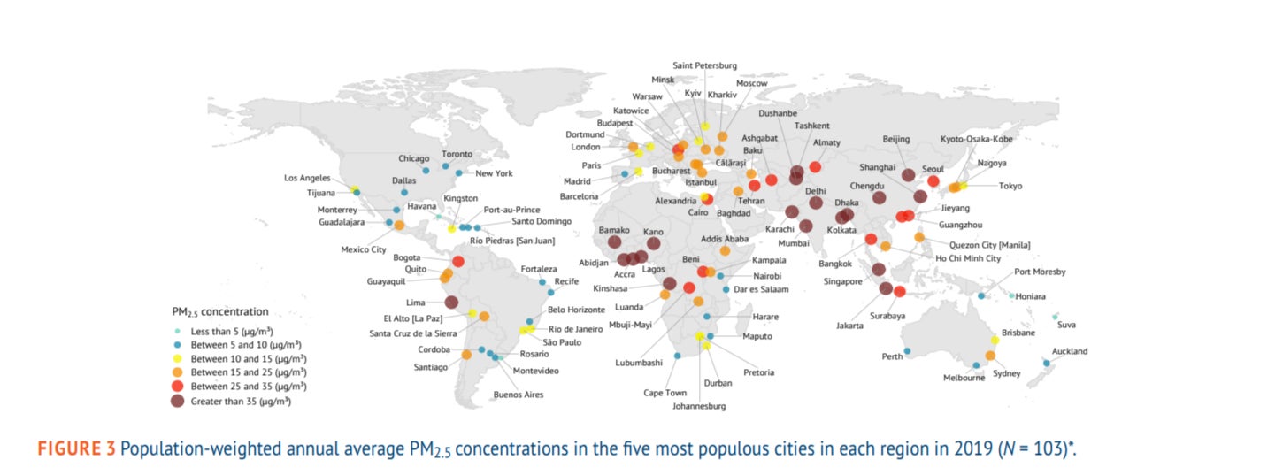 Global hotspots of air pollution based on PM2.5 levels