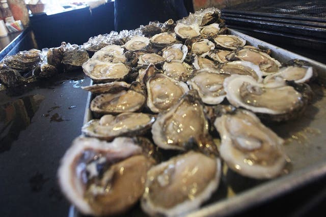 <p>Oysters at restaurant in New Orleans, Louisiana in 19 April, 2011</p>