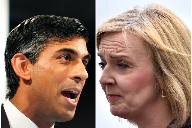 Both Tory leadership candidates were forced on Thursday to confront a stark report from economists warning of the danger tax cuts could pose to the public purse (Ben Birchall/Clodagh Kilcoyne/PA)