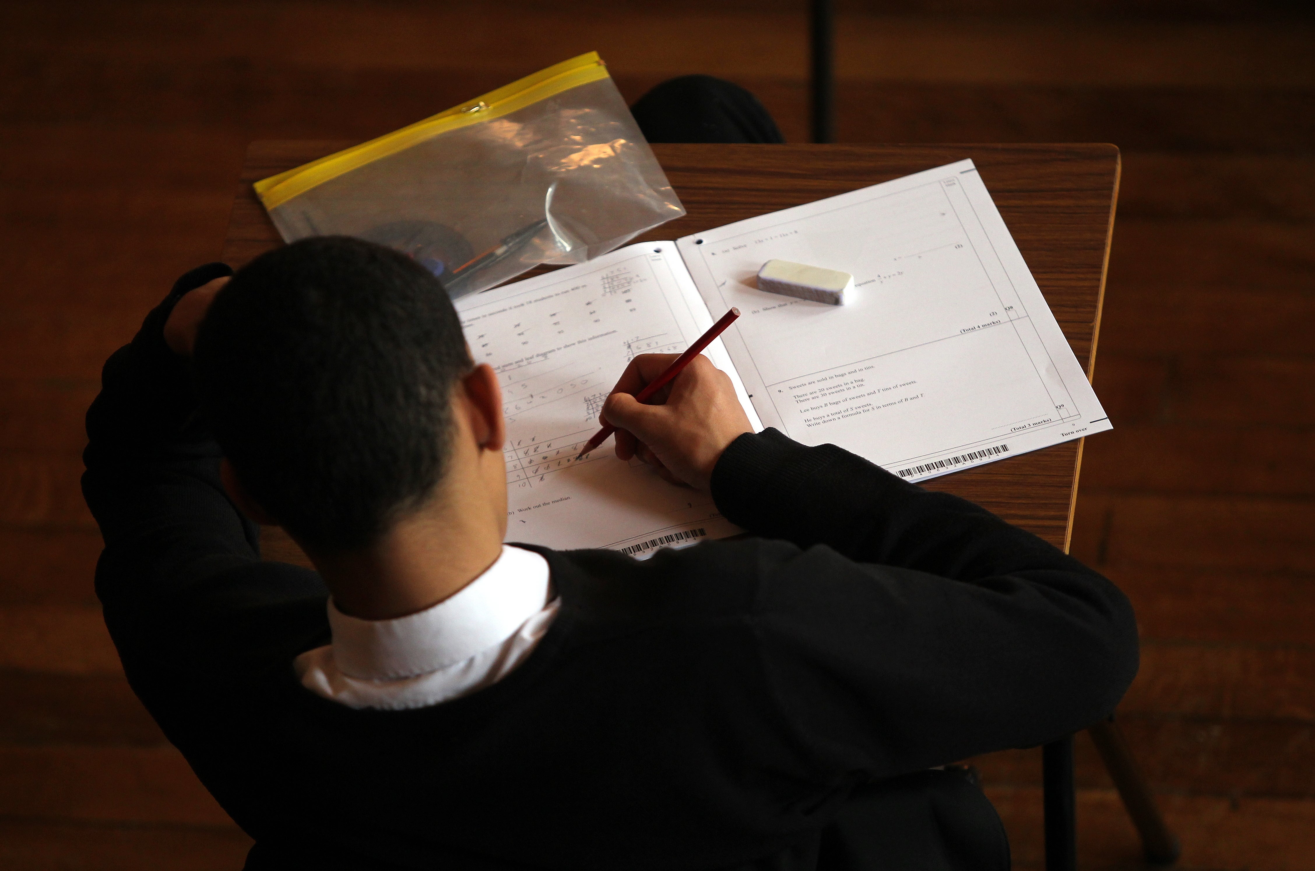 A student doing an exam (David Davies/PA)