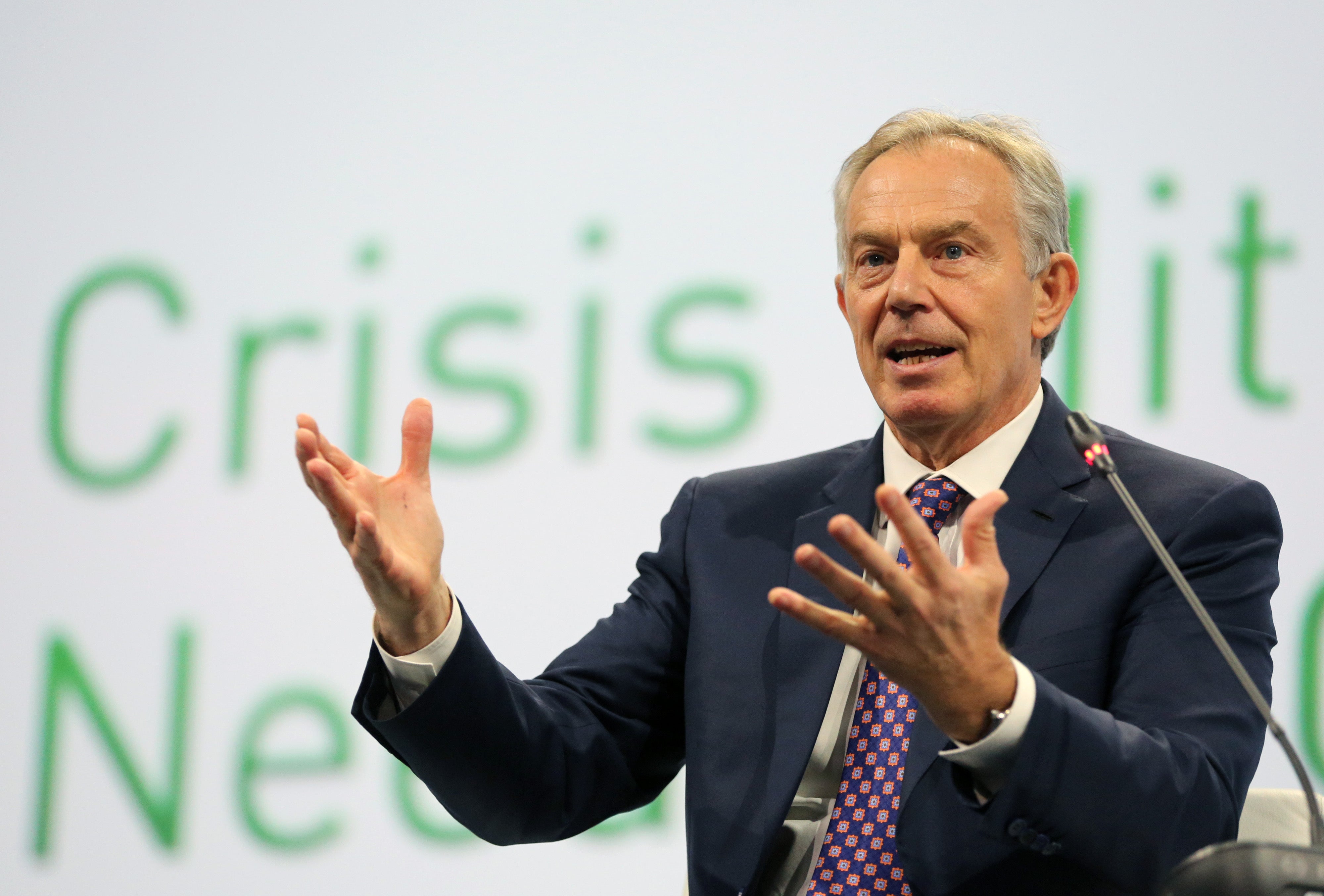Sir Tony Blair speaking at a session held by Sberbank at the St Petersburg International Economic Forum in June 2015